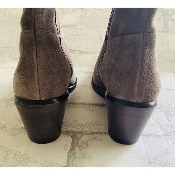 Vince Mavis Moleskine Grey Suede Wedge Bootie with Side Zip Closure Sz 8 - Picture 4 of 9